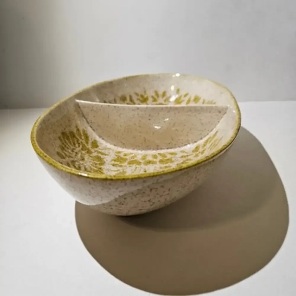 Vintage 60s Red Wing Damask Divided Vegetable Serving Dish‎ Oval 12